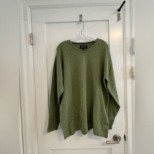 Adolfo greyish light green v neck oversized acrylic sweater (fits like XL)